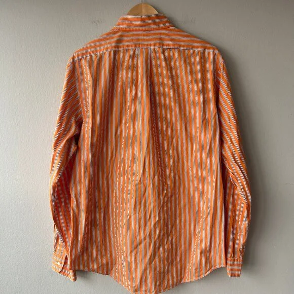Polo Ralph Lauren Classic Fit Striped Button-Down Orange Shirt Men’s Large - Picture 4 of 5